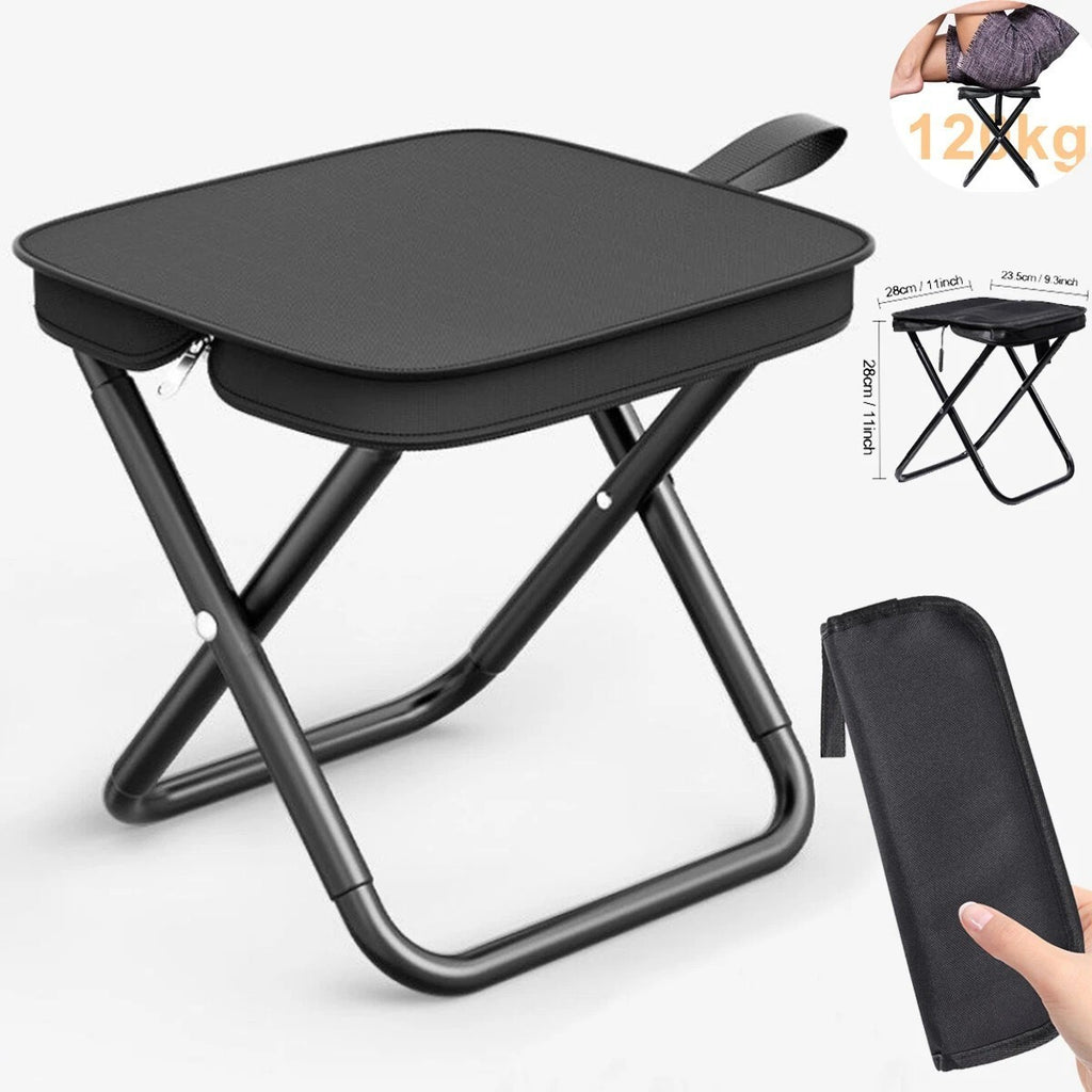 2X Folding Stool Portable Chair Steel Bracket for Outdoor Hiking Fishing Travel