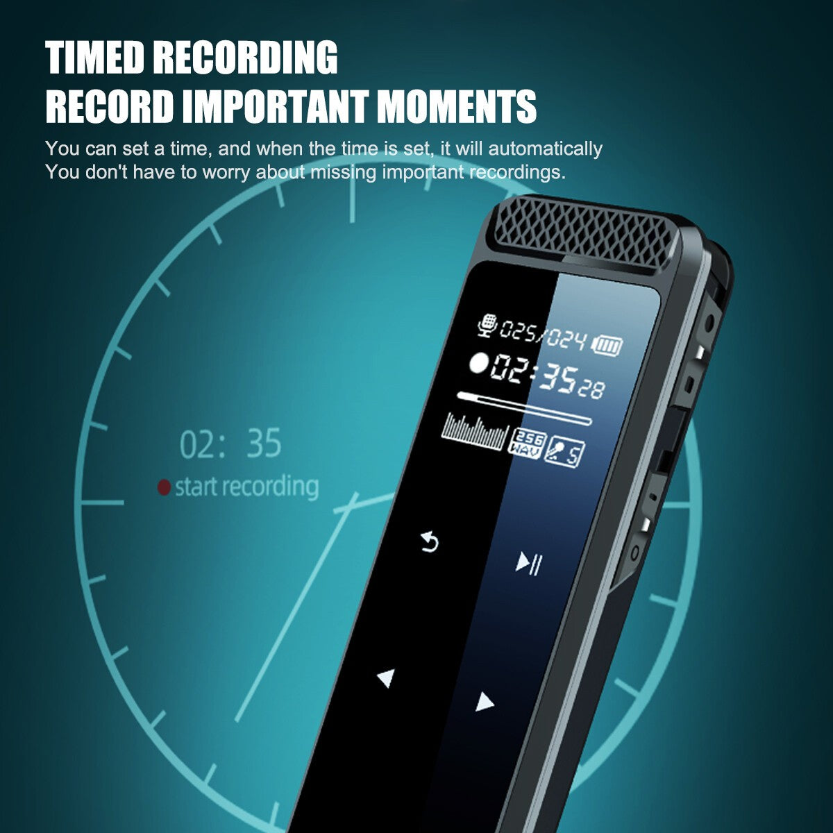 Portable Digital Voice Activated Dictaphone Audio Sound Recorder MP3 Player UK