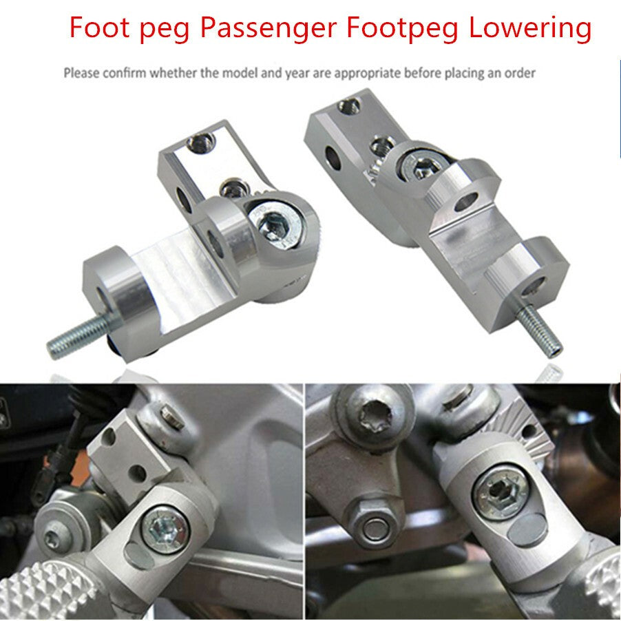 Pair Motorcycle Foot peg CNC Aluminum Passenger Footpeg Lowering Kit Universal