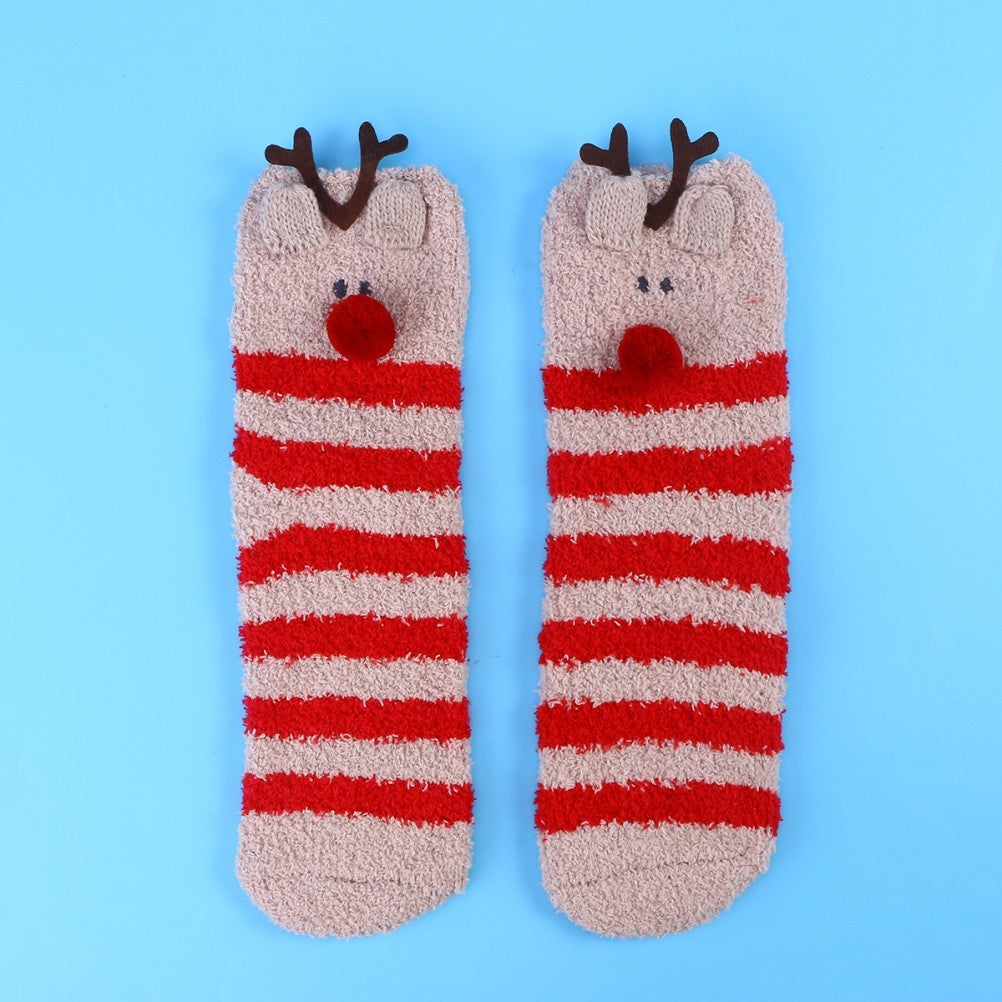 Christmas Gift 3D Design Fluffy Coral Thick Warm Socks For Women Towel Floor/