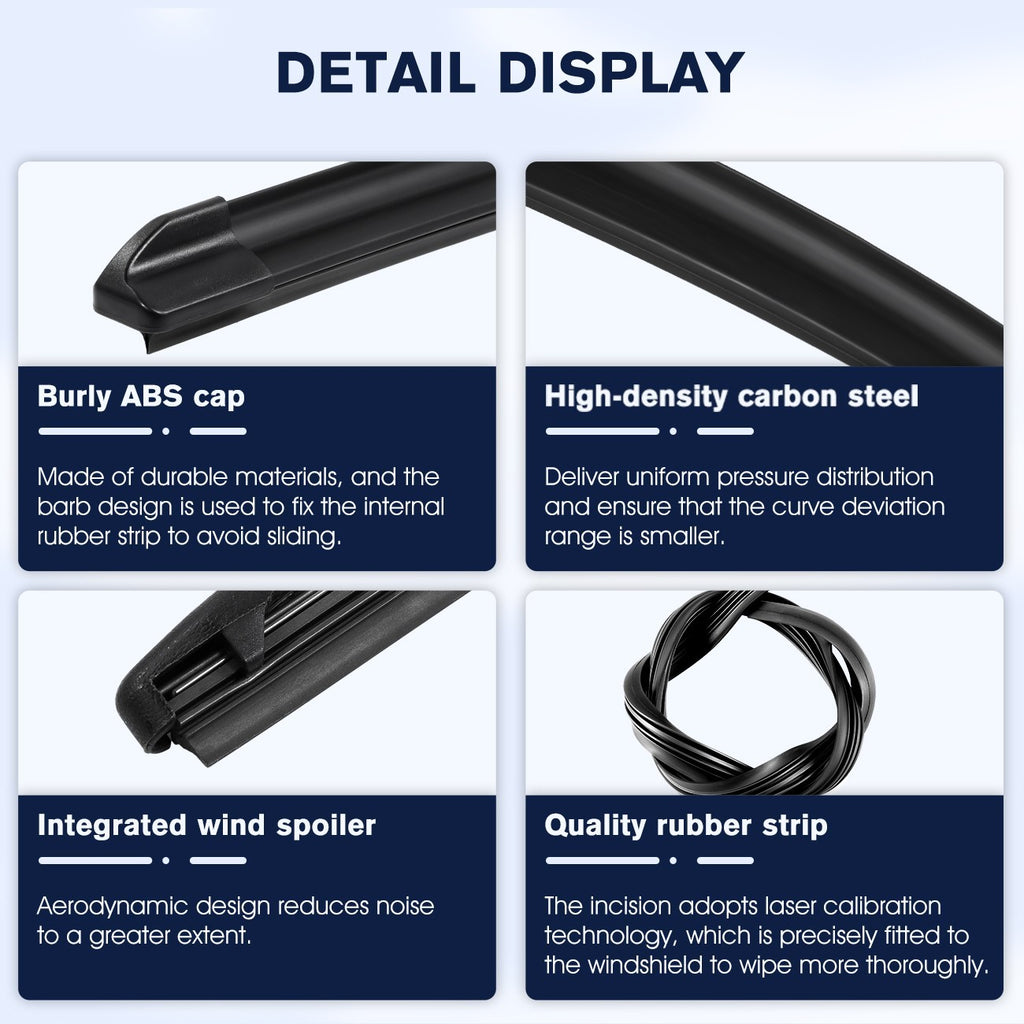 3Pcs Front Rear Windscreen Wiper Blades for Nissan Qashqai 2014-2021 New