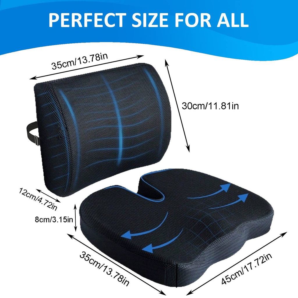 Lumbar Back Support Cushion Car Seat Pillow Memory Foam Pain Relief Office Chair