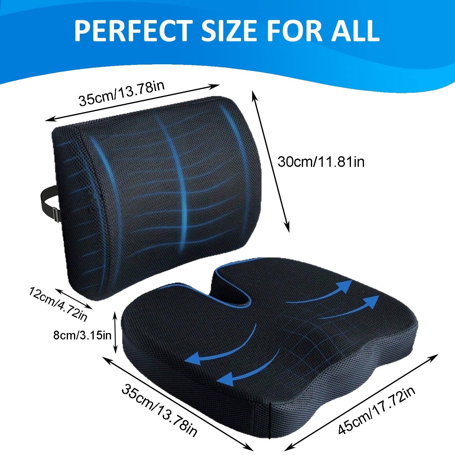 Lumbar Back Support Cushion Car Seat Pillow Memory Foam Pain Relief Office Chair
