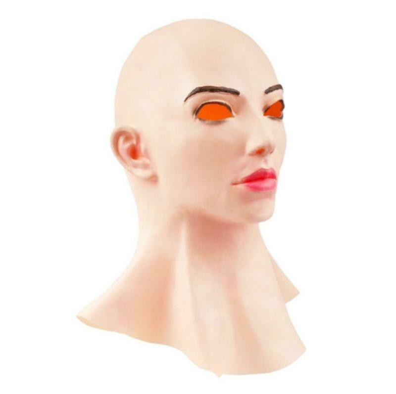 Realistic Female Woman Face Halloween Latex Mask for Crossdressing