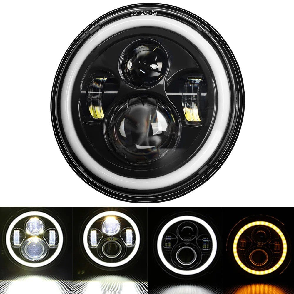 Universal Motorcycle Headlight 7" inch Motorbike Hi/Lo LED Front Light Headlamp