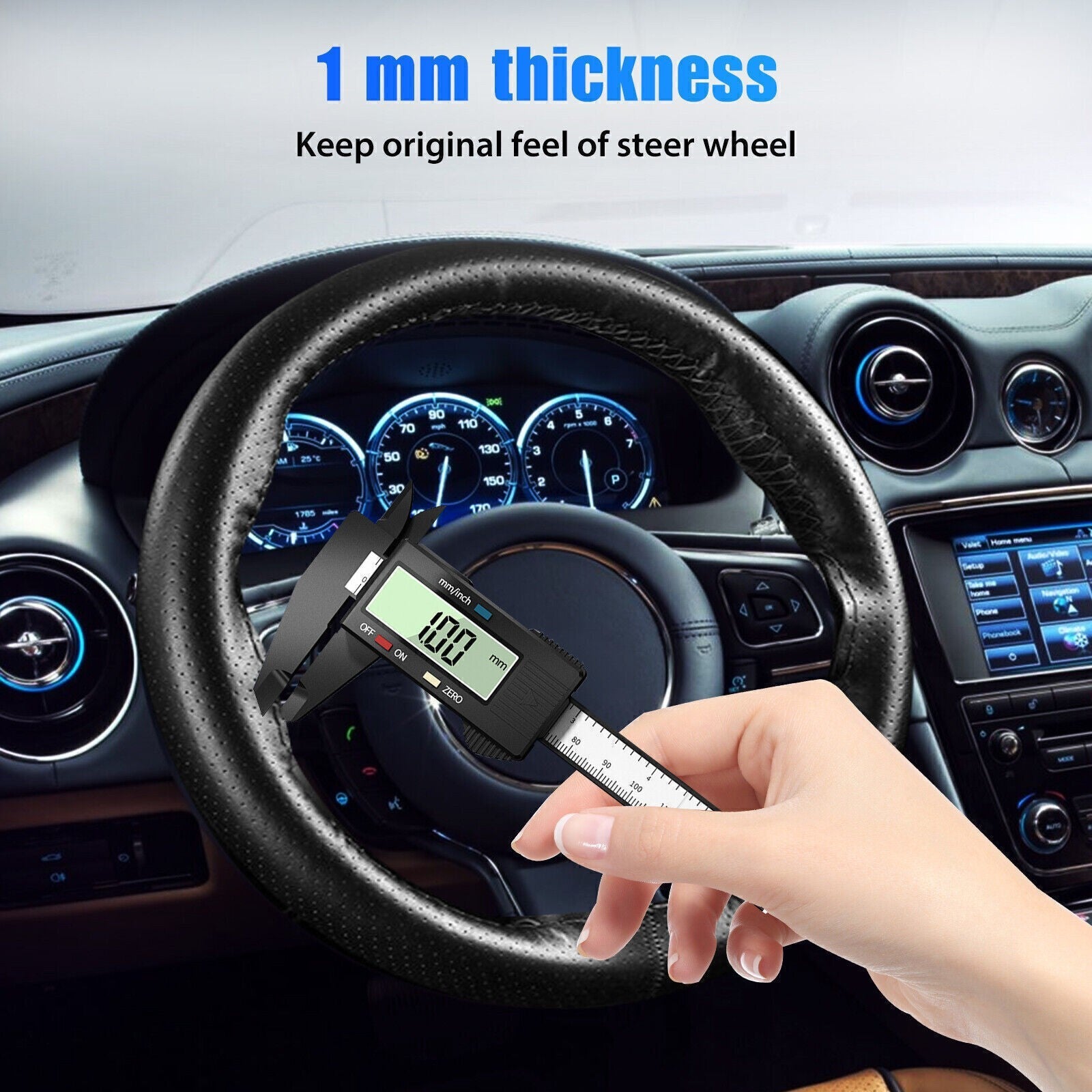 New Leather DIY Car Steering Wheel Cover Anti-slip For 15"/38 cm Dia Black