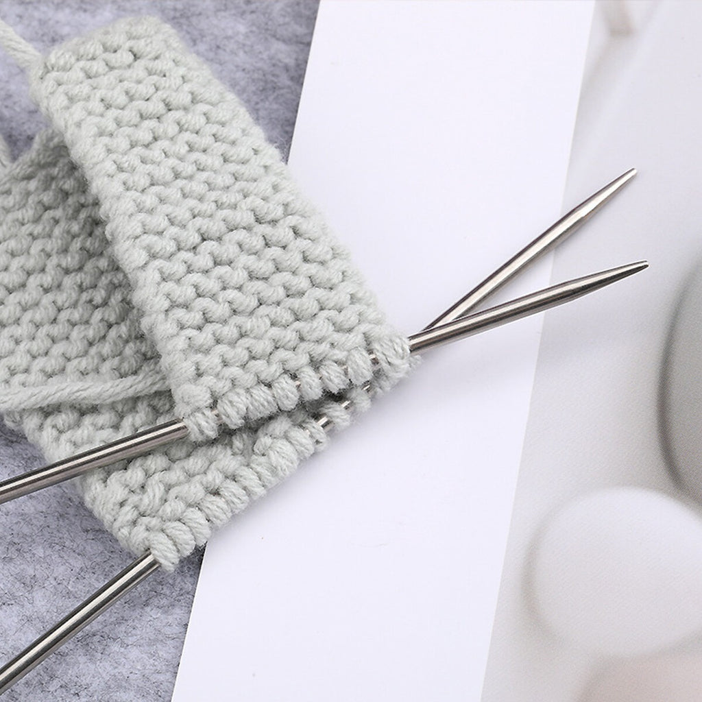22Pcs Knitting Needle Set 2mm-8mm Stainless Steel Sewing Single Pointed 25cm