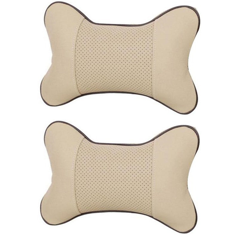 1/2x Cars Seat Head Neck Rest Leather Support Cushion Pad HeadRest Bone Pillow