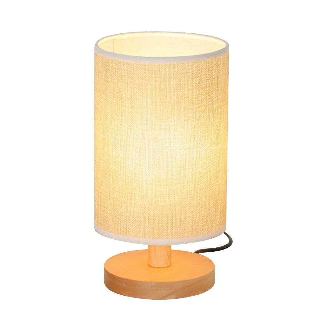 Nordic Style Solid Wood Fabric Table Lamp Bedroom Living Room Dimmable