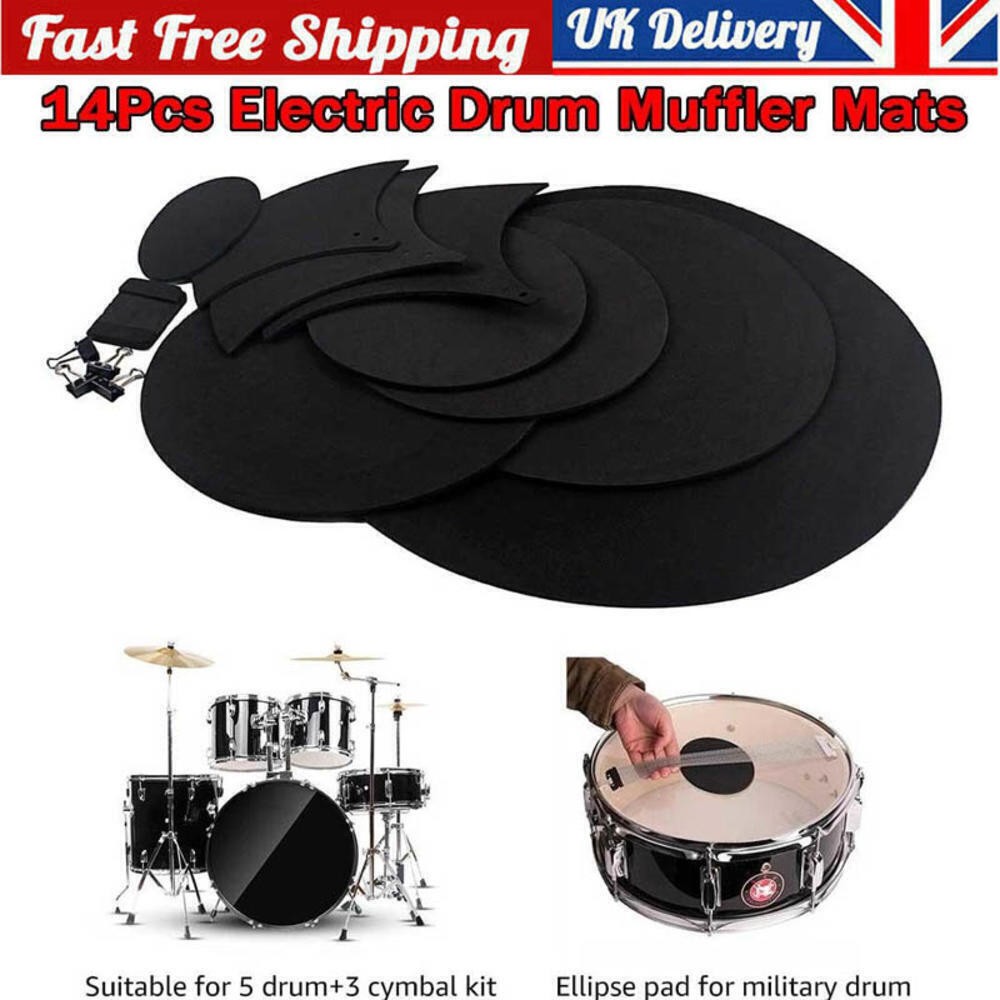 14Pcs Drum Mute Pads Silencer Drumming Practice Rubber Foam Pad Cymbal Mute Pad