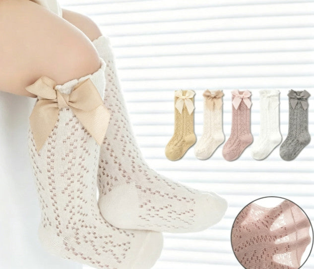 6X Children's Bow Mesh Leg Stockings – Anti-Mosquito, Breathable Mid-Calf -UK