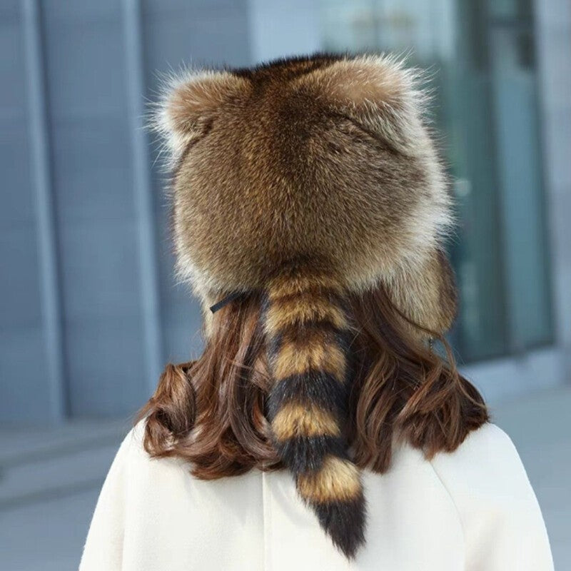 Lady Warm Long Furry Hat Trapper Hat Faux Fur Outdoor Ski Hat Ear Flap Winter UK