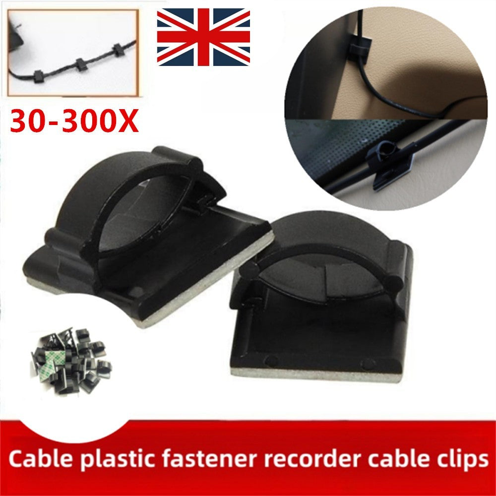 30X Cable Clips Holder Tidy Adhesive Home Car Wire Tie Fixer Drop Clamp Cord