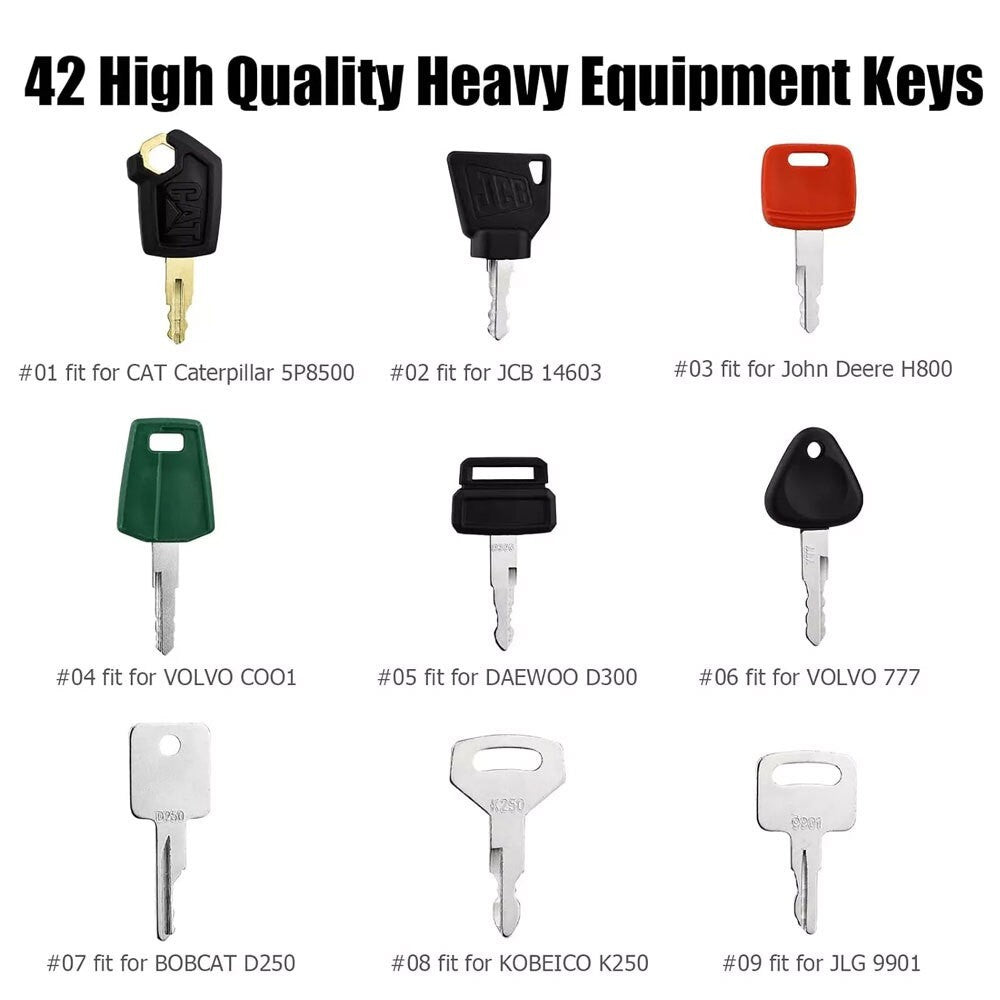 42 Heavy Equipment Keys Master Set, Construction Machine Operator Ignition New-