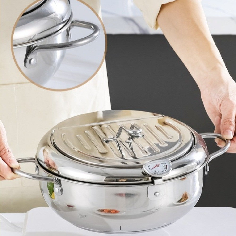 Stainless Steel Tempura Fryer Pan Japanese Deep Frying Pan  Kitchen