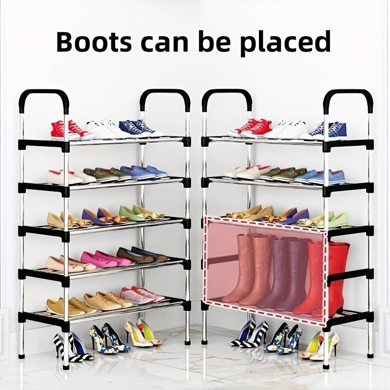 Shoe Rack 5 Tier Stand Compact Space Saving Shoes Storage Organiser Shelf Steel