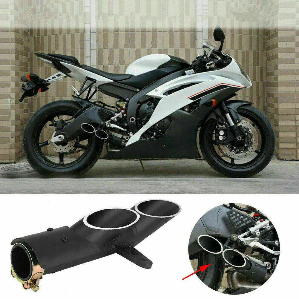 Dual Outlet Motorcycle Exhaust Tip Muffler Tail Pipe Universal 51mm 2"
