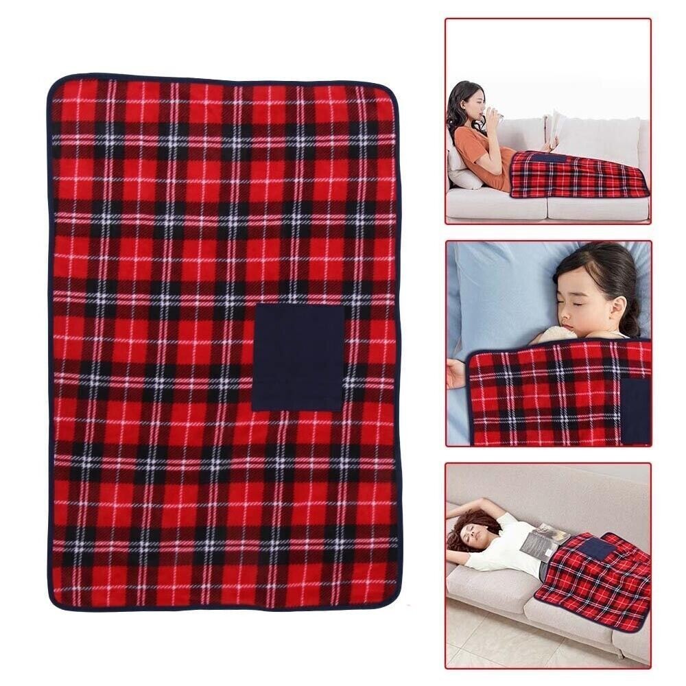 Electric Heated Throw Over Blanket Warm Washable Fleece Winter Warming USB Power