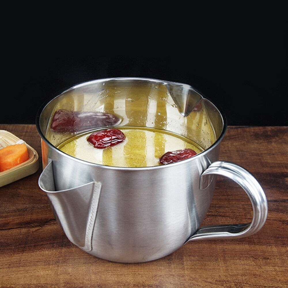 1000ml Stainless Steel Gravy Fat Separator Bowl Oil Soup Strainer Kitchen Tool