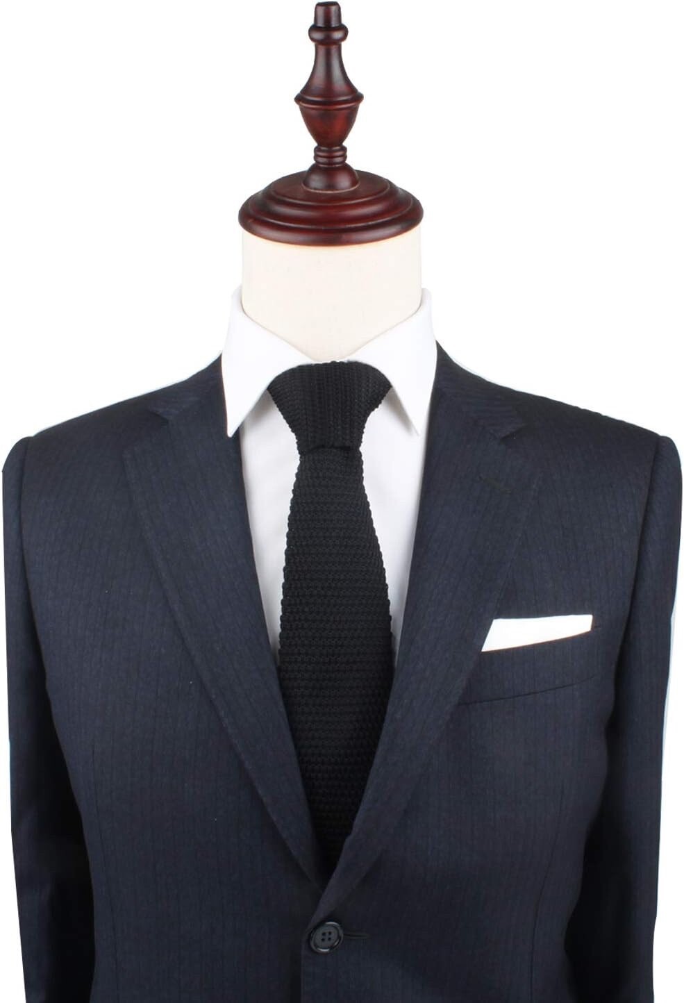 Knitted Black Mens Tie Wedding POINTED END Necktie Funeral Smart Party Security