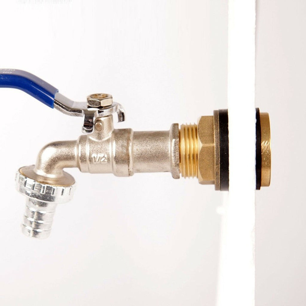 2x Water Butt Water And Connector Brass Bib Tap With Click Lock Fitting