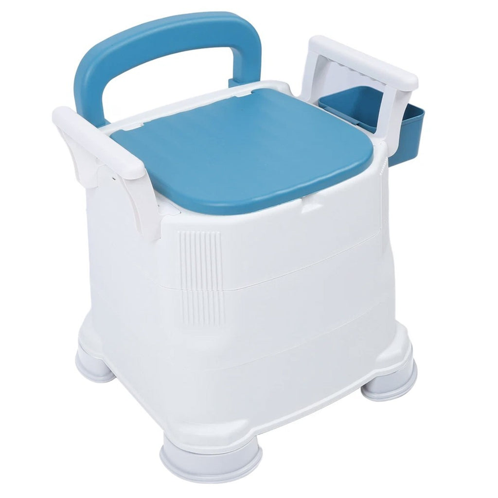Adult Bedside Commode With Detachable Armrests Mobile Odorless Portable Toilet