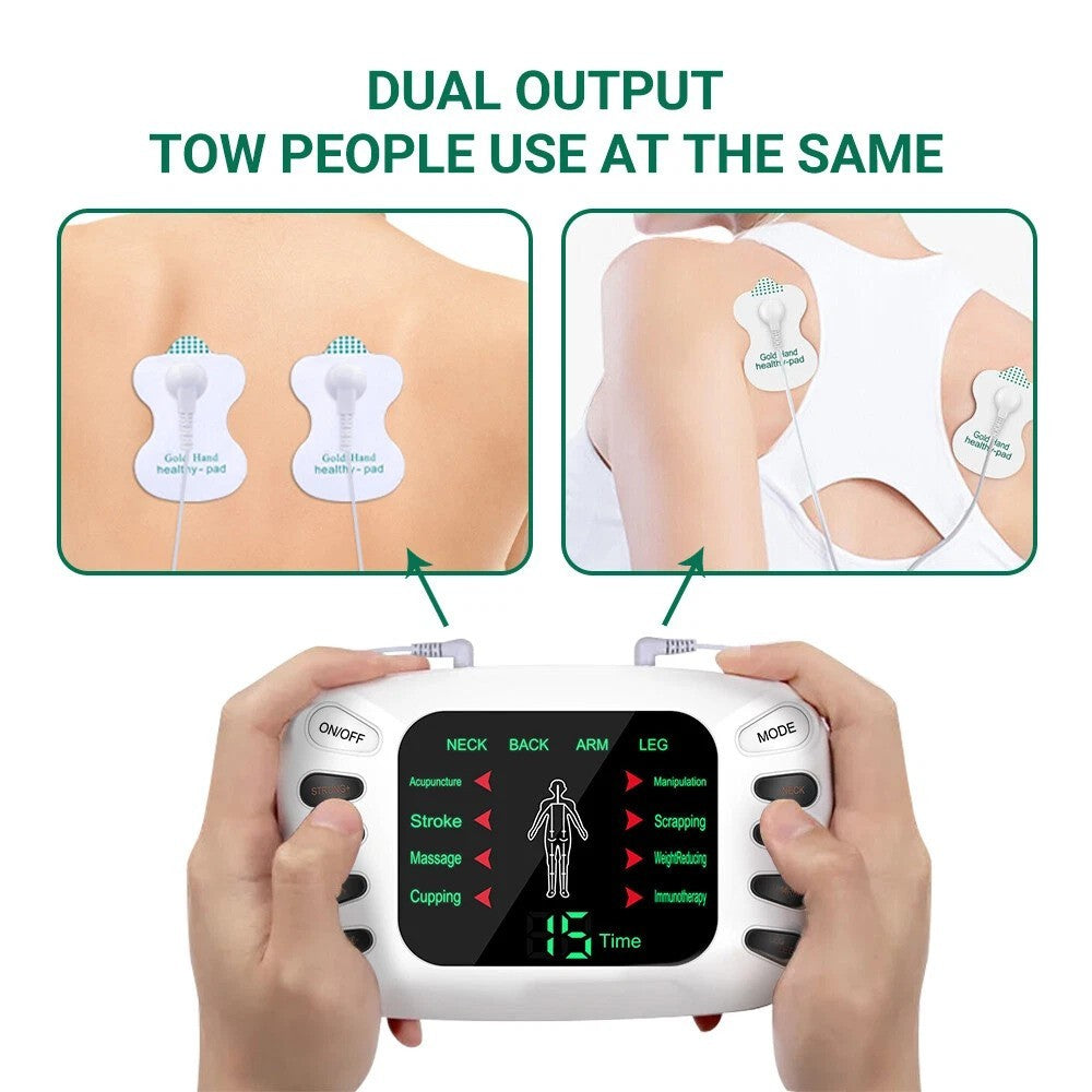 8 Modes Dual Channel Digital TENS Unit Muscle Stimulation Pain Relief Device