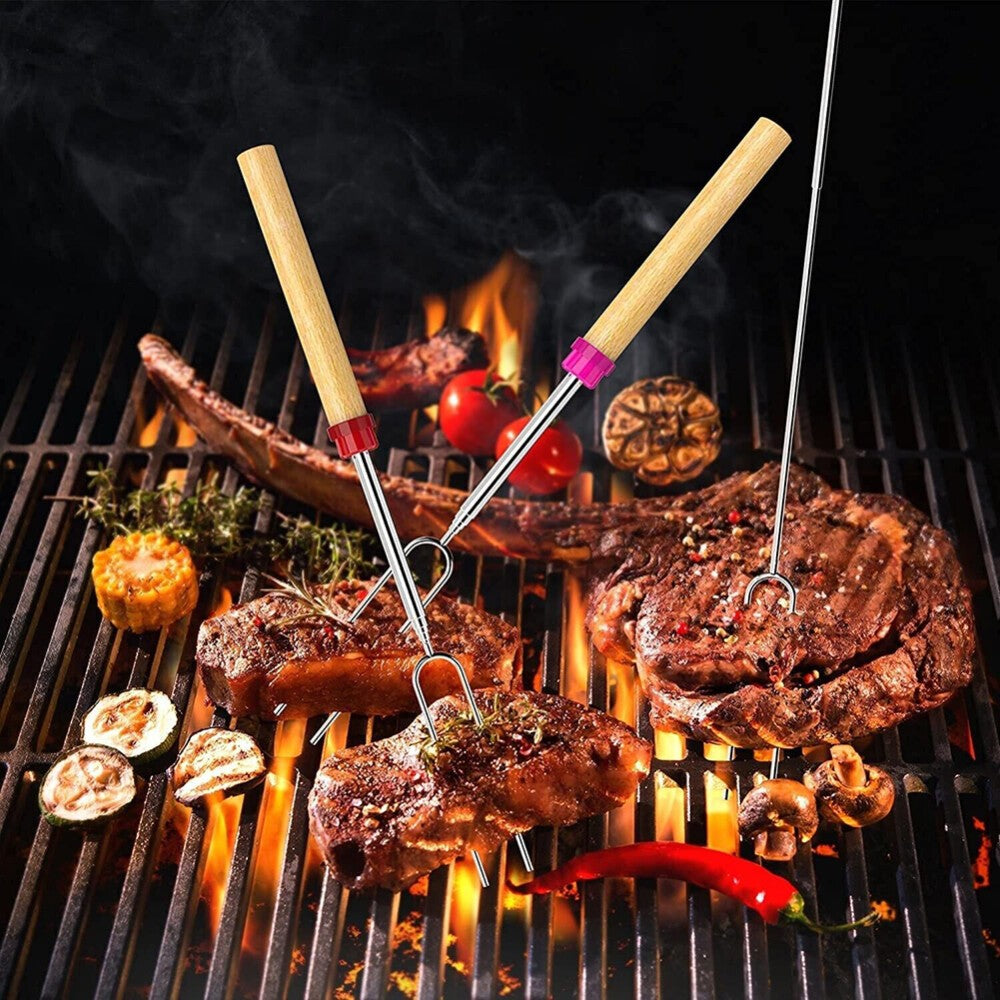 8pcs Telescoping BBQ Marshmallow Roasting Sticks barbecue Skewers Hot Dog Fork