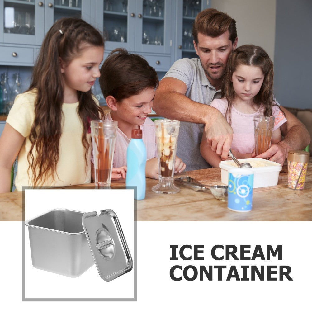 Stainless Steel Ice Cream Storage Container For Homemade Yogurt And Desserts