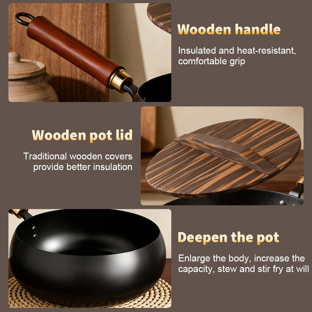 Cast Iron Shallow Casserole Dish Pan Cooking Pot Stew Stockpot Kitchen Cookware