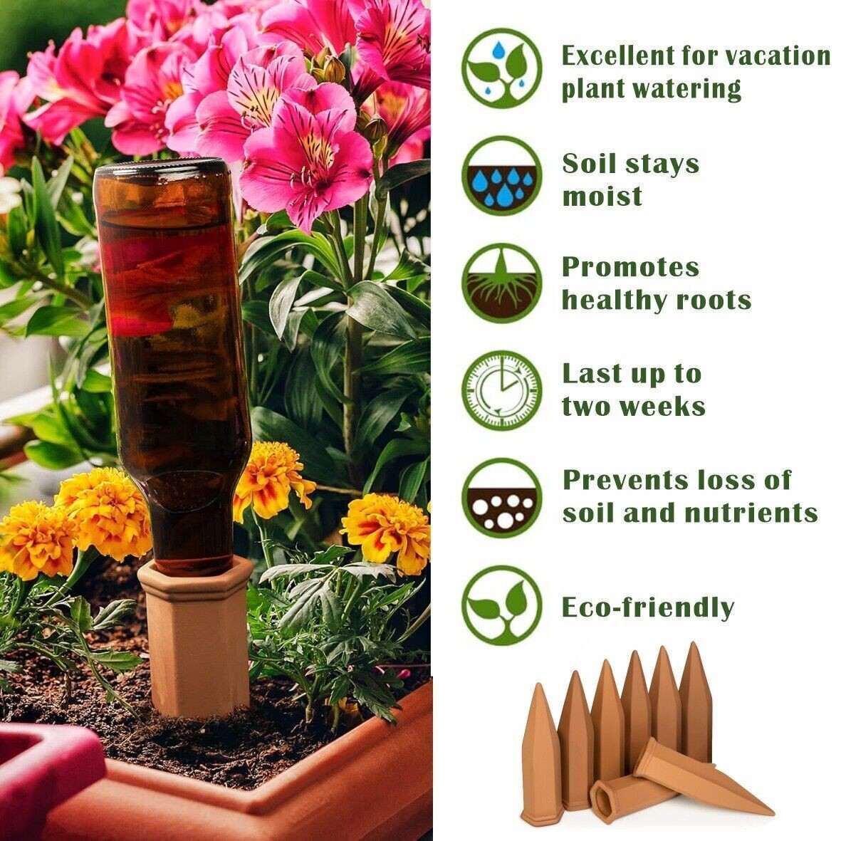 12Pcs Terracotta Plant Watering Spikes Automatic Self Watering System