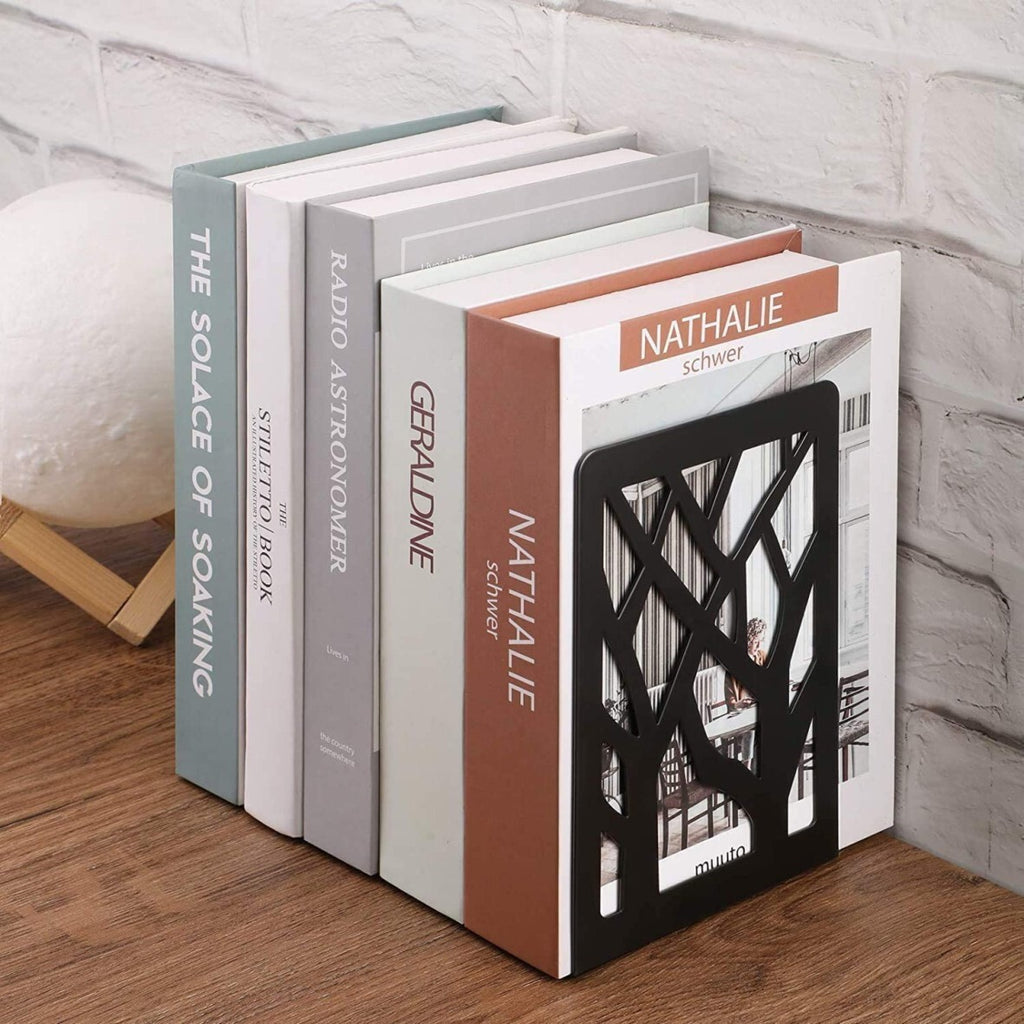 2 Pairs Decorative Heavy Duty Metal Bookends Book Ends 6.7'' Office Stationery