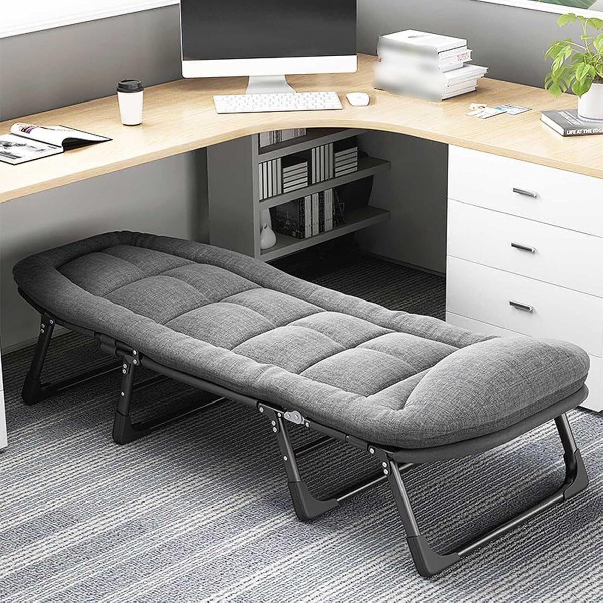 Portable Folding Guest Bed Sturdy Adjustable Folding Single Sleeper Bed W/ Mat
