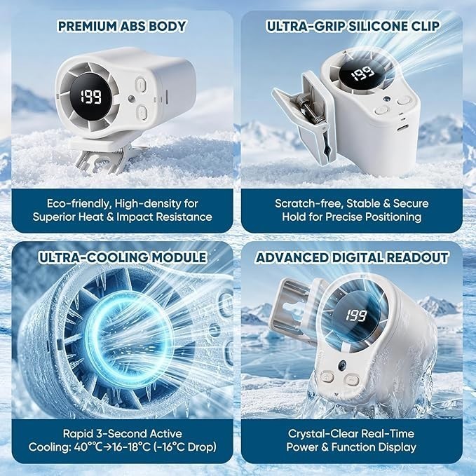 2026 Car Clip on 360° Air Conditioner Fan with LED Display,USB Rechargeable Fan