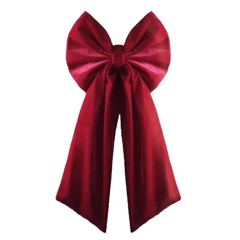 90cm Large Velvet Bowknot Christmas Tree Topper Retro Wine Red Bow Ornament