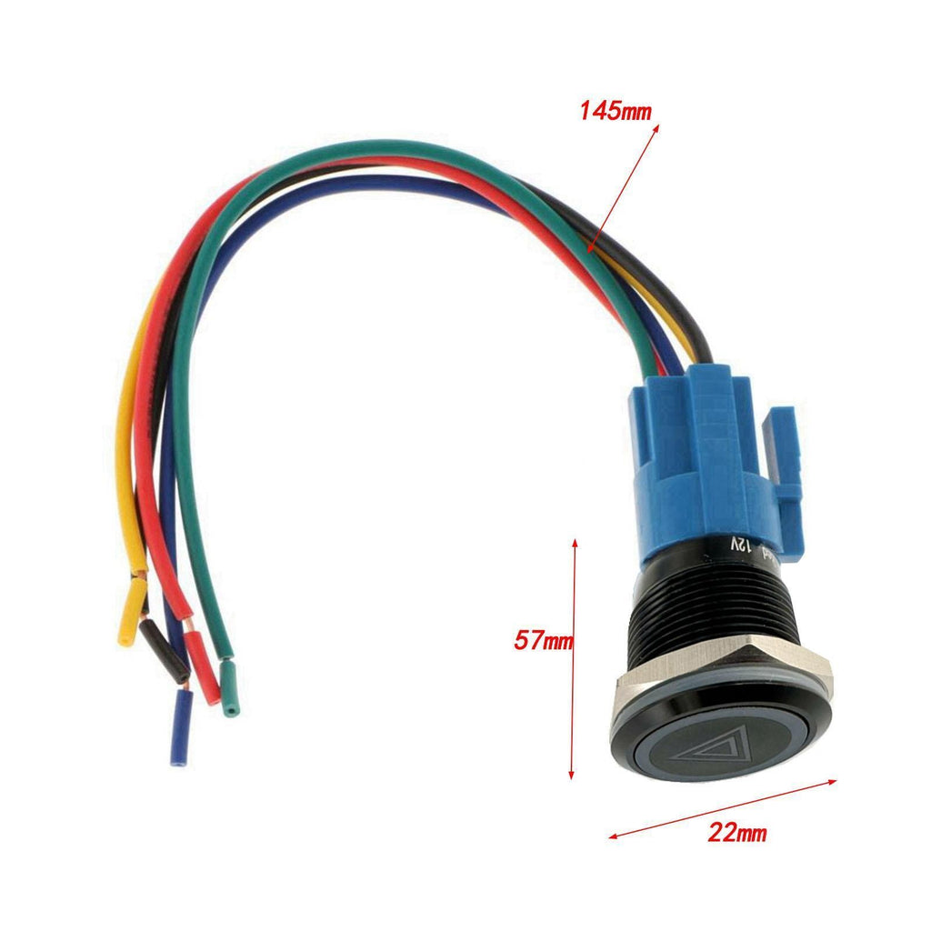 Car Emergency Light Switch Button 19mm Hazard Warning Flash Light Switch Push