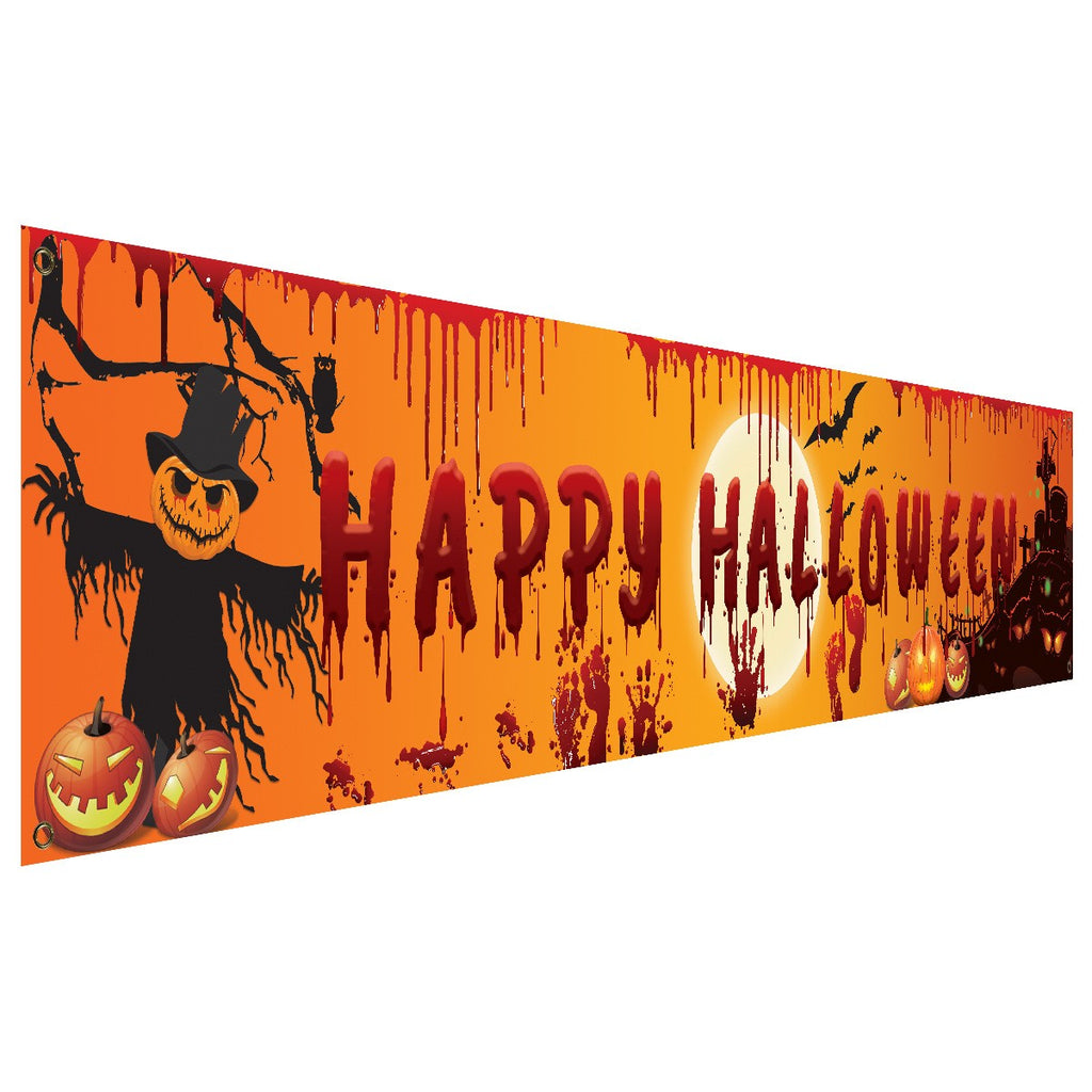 2024 Happy Halloween Banner Outdoor Welcome Decorations Yard Party Scary Decor