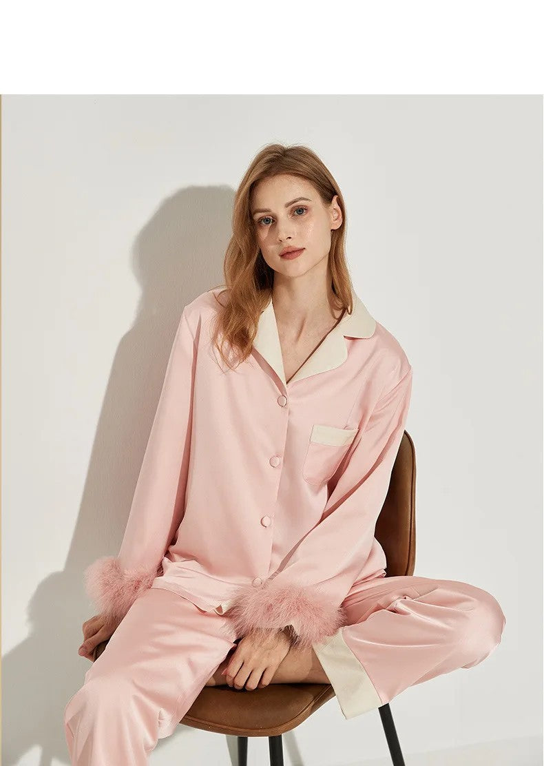 Womens Pajamas Women's Autumn Winter Fleece Thickened Removable Feather Homewear