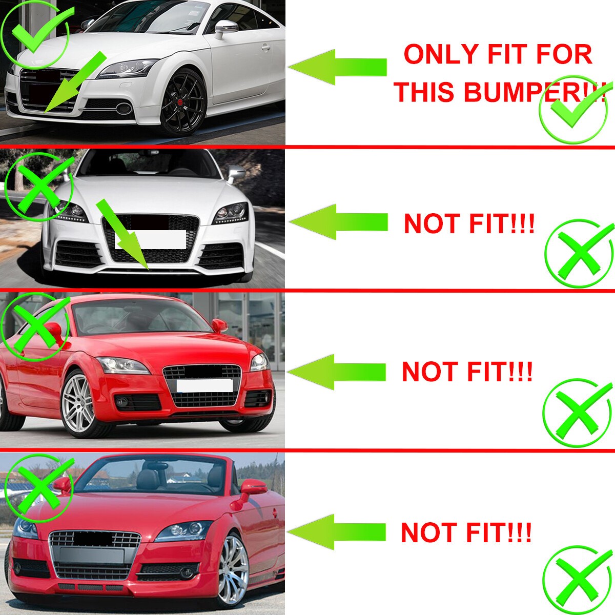 FOR AUDI TT 2011-2014 S LINE FRONT BUMPER LEFT + RIGHT FOG LIGHT GRILLS N/S O/S