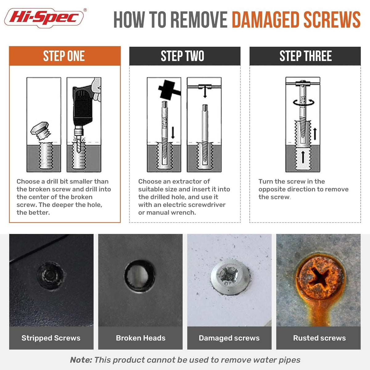 HSS Drill Bits Screw Extractors 10Pcs Kit For Damaged Screws Bolts Studs Removal