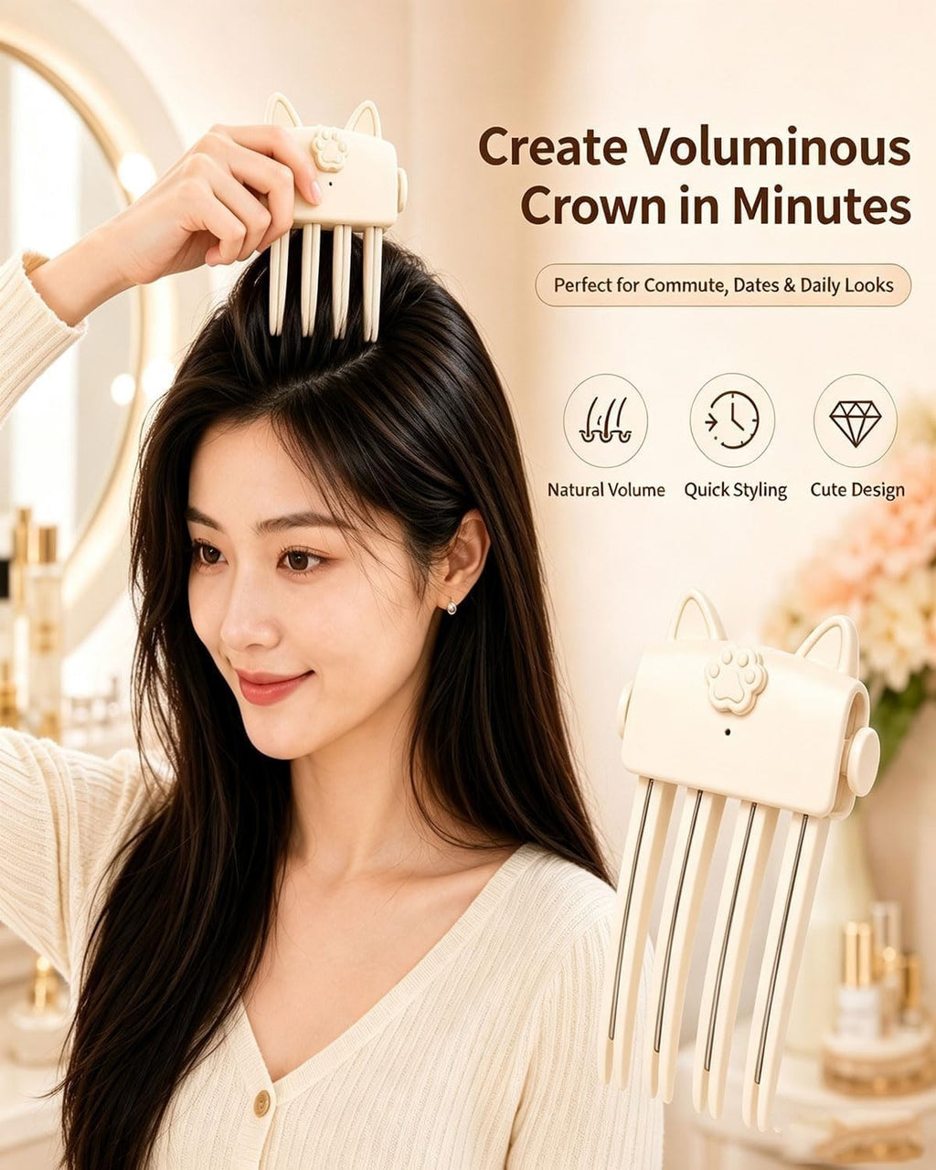 Electric Cordless Heated Hair Volume Clip - Root Clips for Curly Hair Volume
