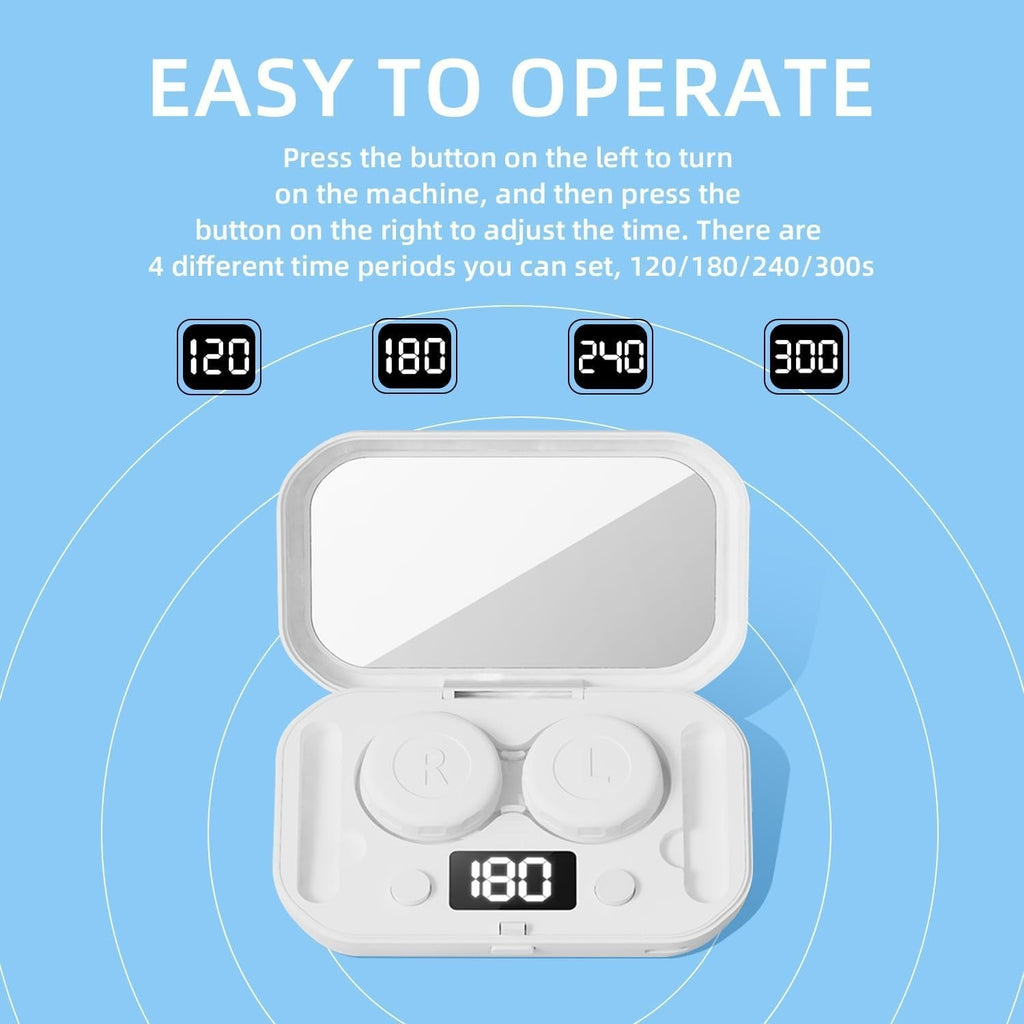 Rechargeable Ultrasonic Contact Lens Auto Cleaner Care Case USB Cleaning Machine
