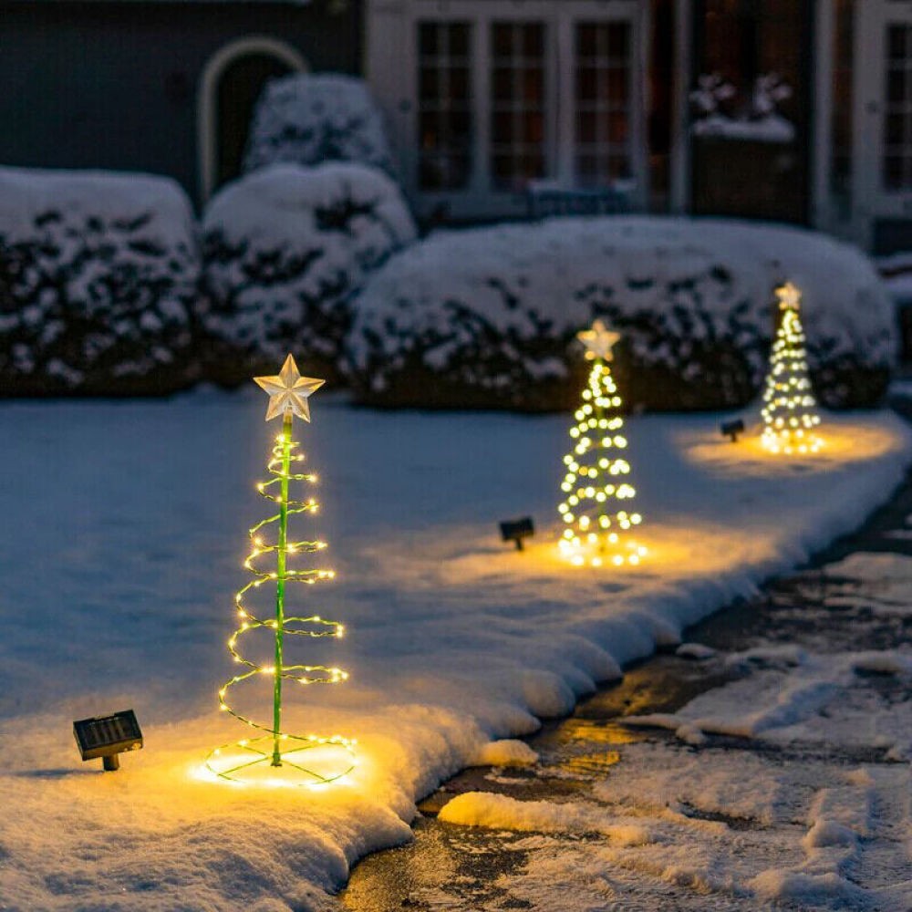 Solar Powered LED Christmas Tree Stake Star Light Outdoor Yard Garden Pathway UK