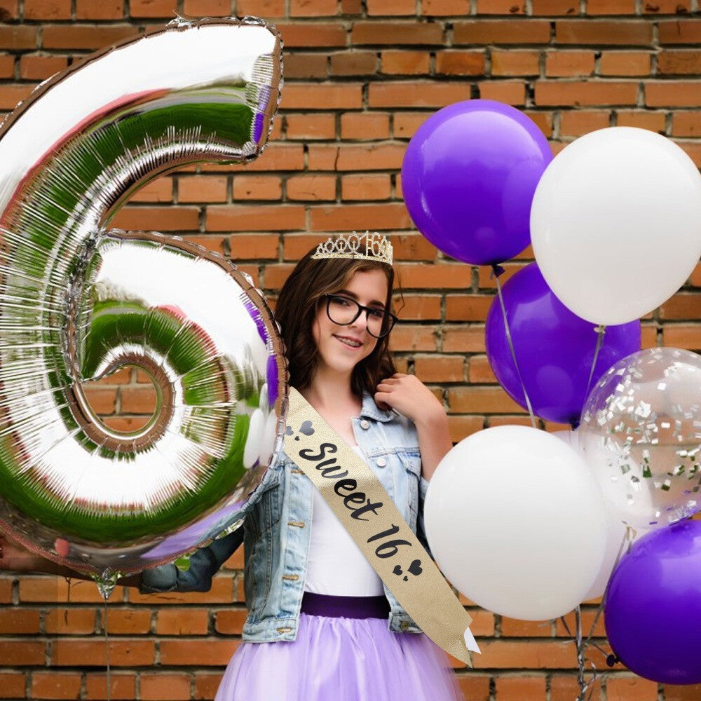 16th Birthday for Female Happy Decorations Sweet Sash and Tiara