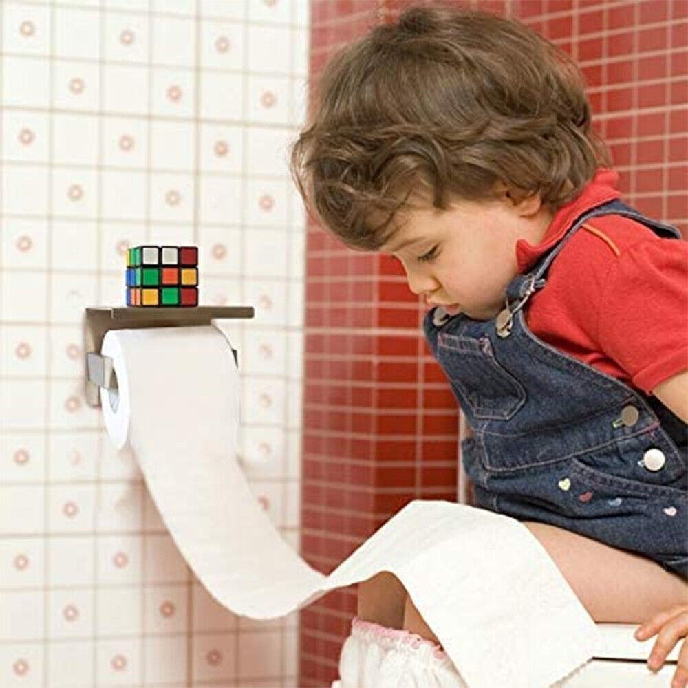 Bathroom Toilet Paper Roll Holder Wall-Mounted With Mobile Phone Storage Shelf
