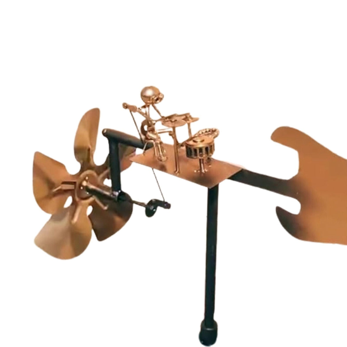 Drummer Windmill Garden Decoration,Handmade Metal Percussionist Music Windmill