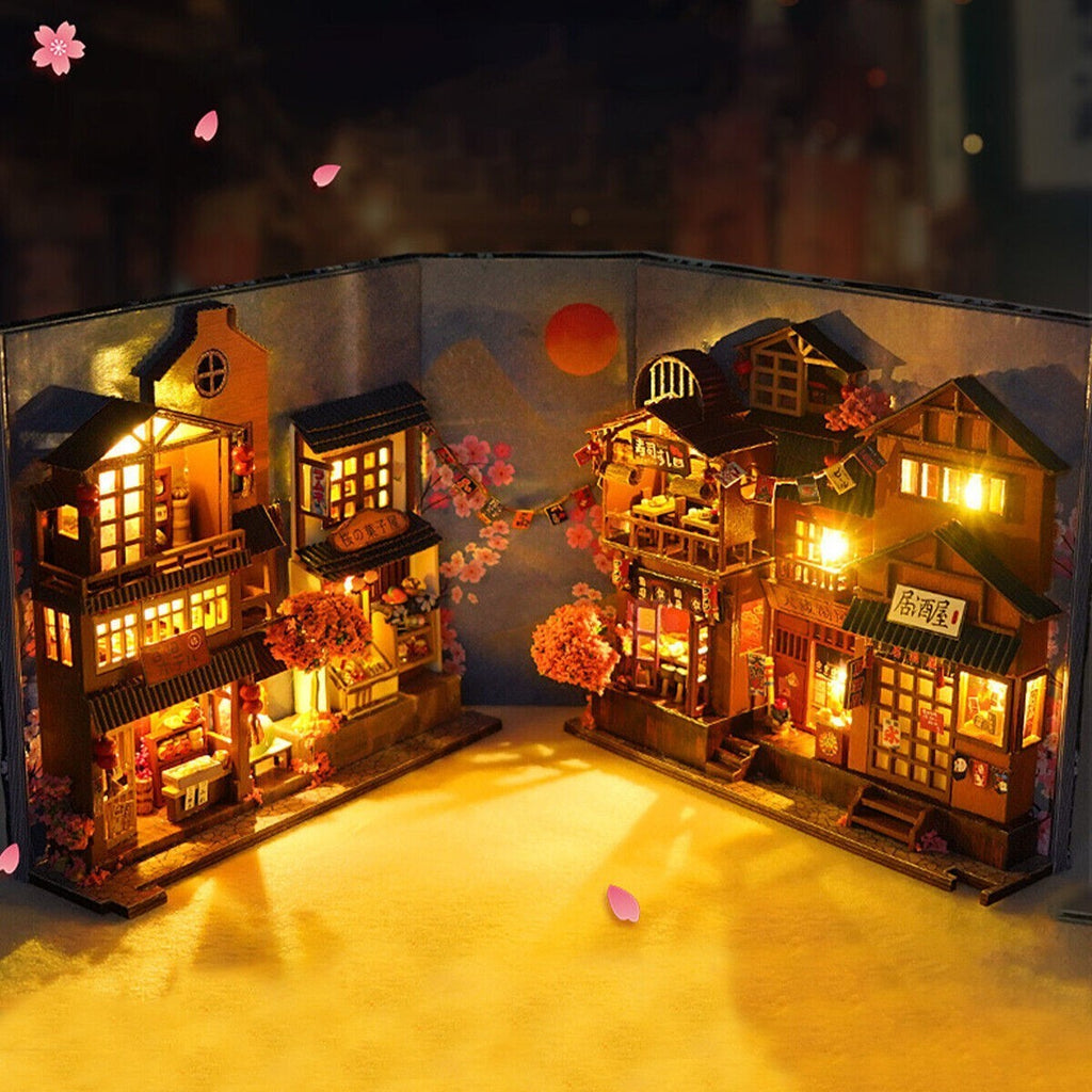 3D Wooden Puzzle Bookend Book Nook Shelf Alley Stand DIY Decor Bookshelf Insert