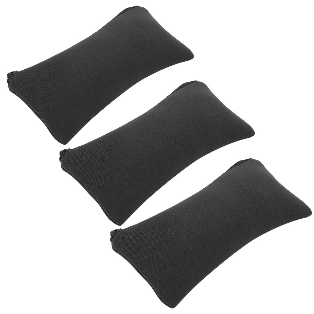 (Black)3pcs Neoprene Mountaineering Storage Pencil Case Bag Camping Soft