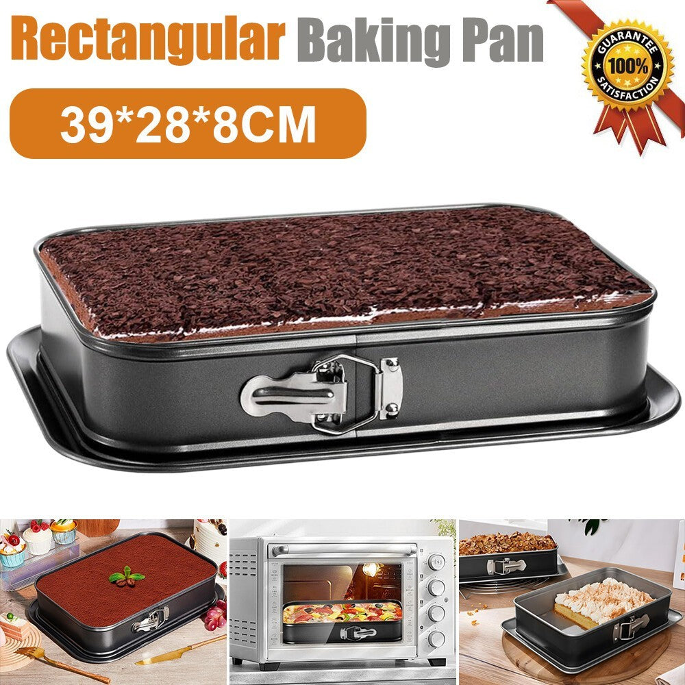Cake Tin 39 x 28 cm Rectangular Non Stick Spring Form Baking Bake Tray Bakeware
