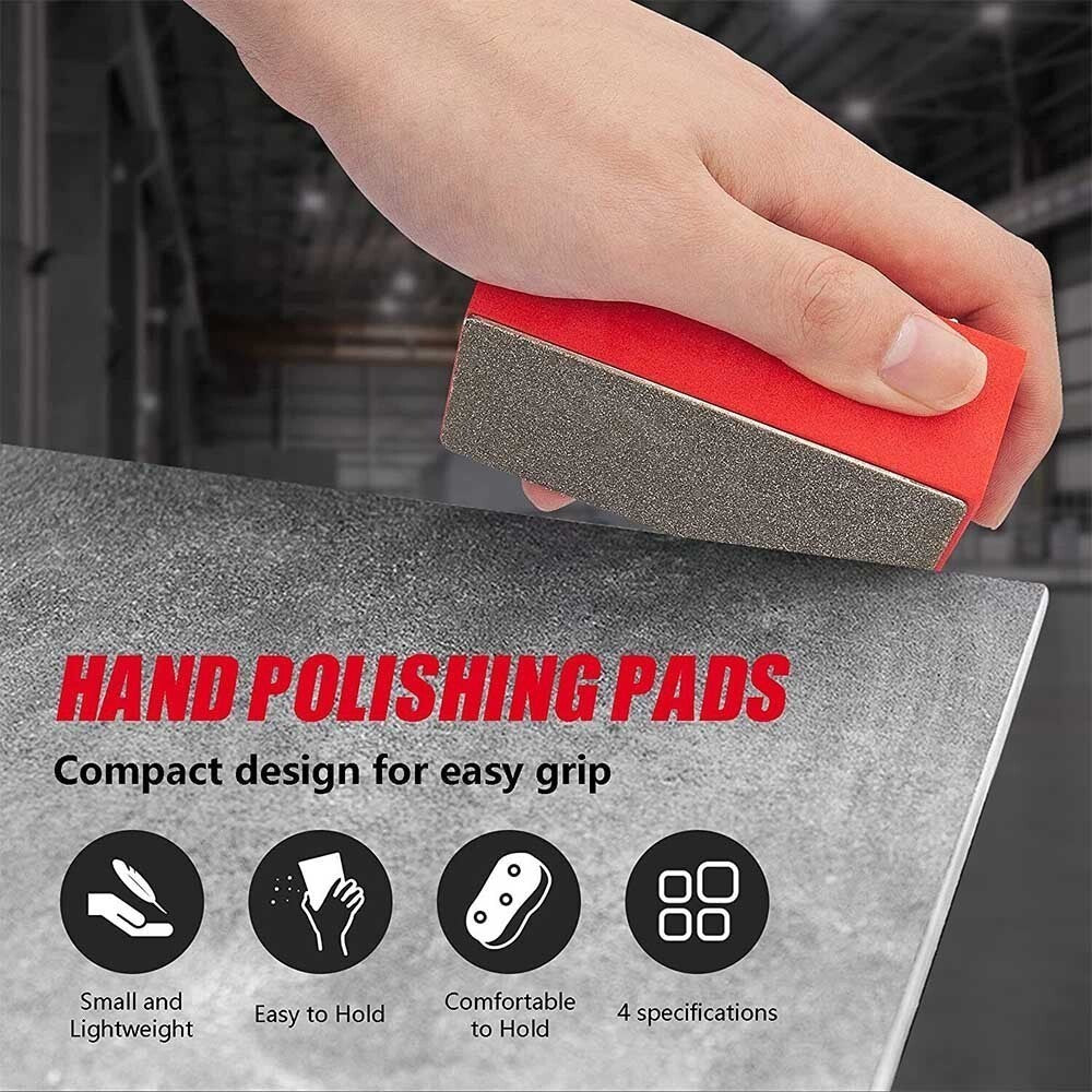 Tile Glass Marble Grinding Block Sanding Disc  Diamond Hand Polishing Pads SET